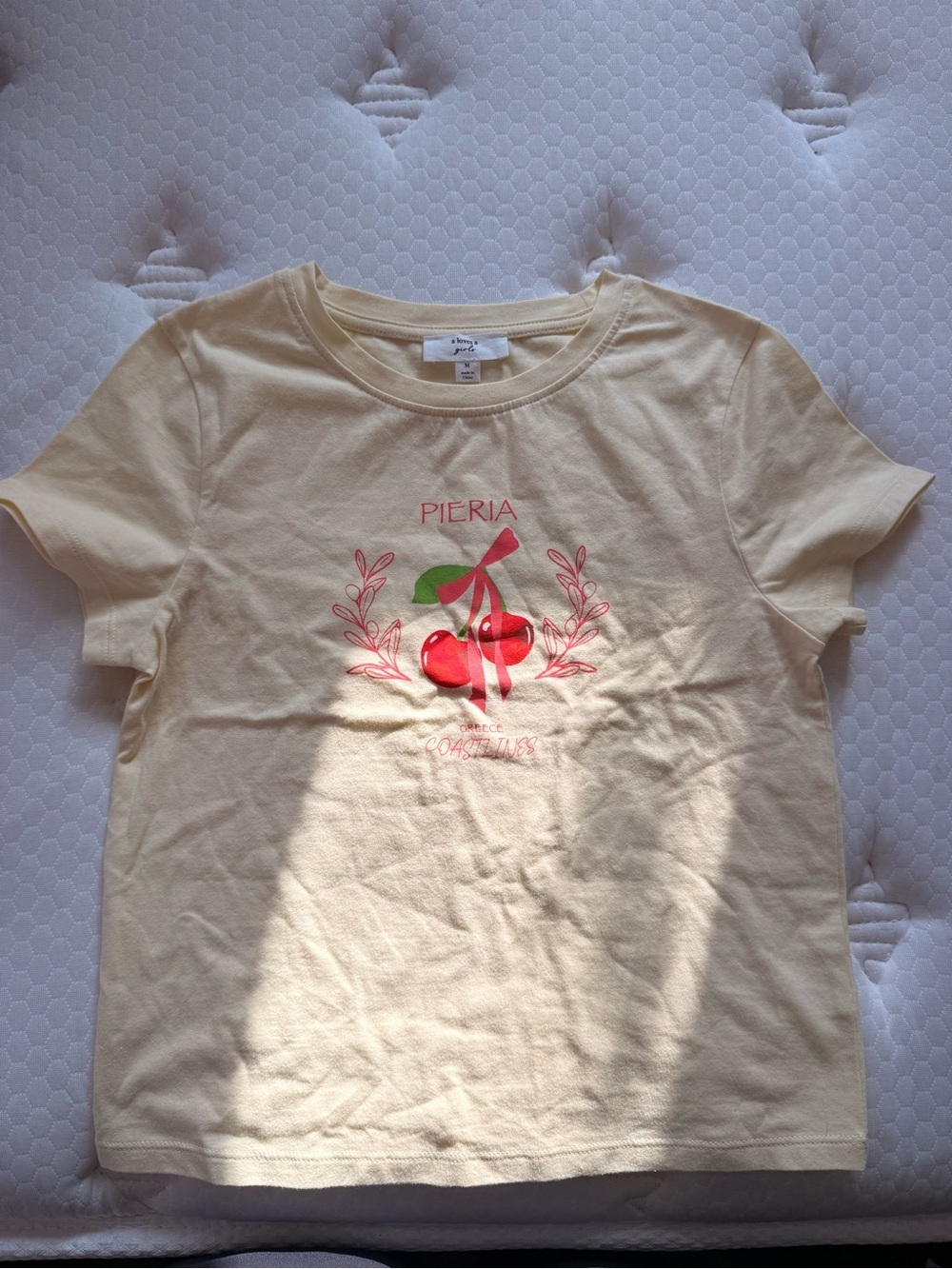 Pieria Cream Short-Sleeve Tee with Cherry Graphic